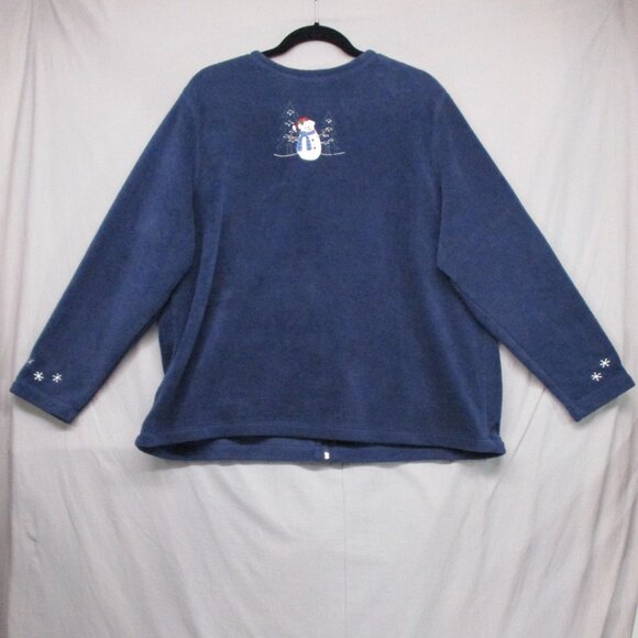 Croft & Borrow Sport Christmas Theme Fleece Full Zip Sweater Blue Size | 1X - Picture 10 of 12